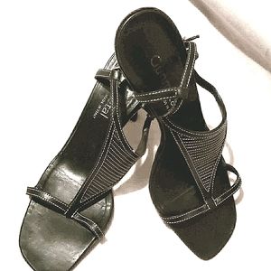 GUNMETAL Black Strap Sandals SZ 8